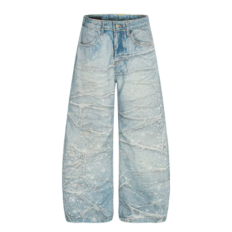 3D Printed Wide-Leg Denim Pants