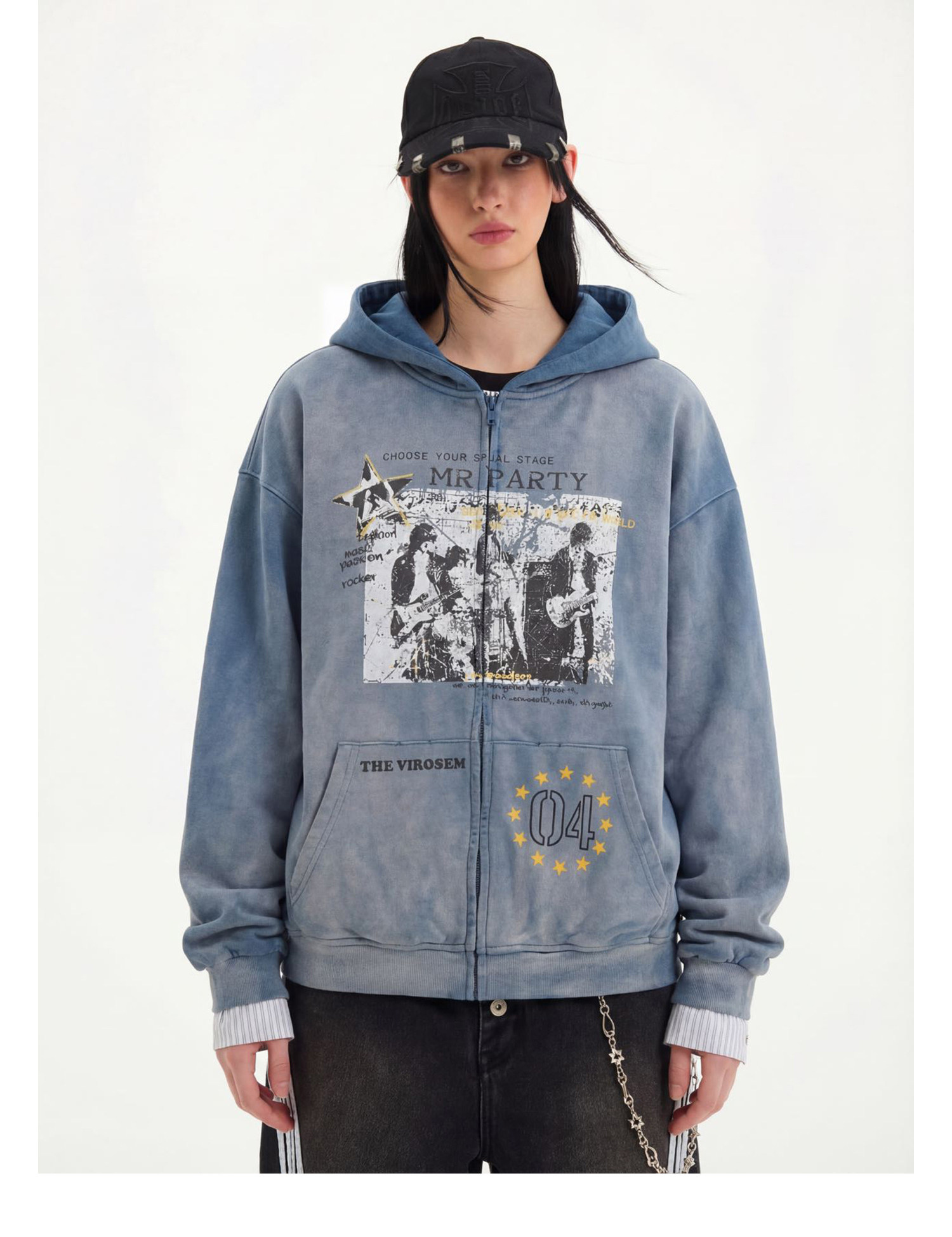 Street Graphic Zip Up Hooded Sweatshirt