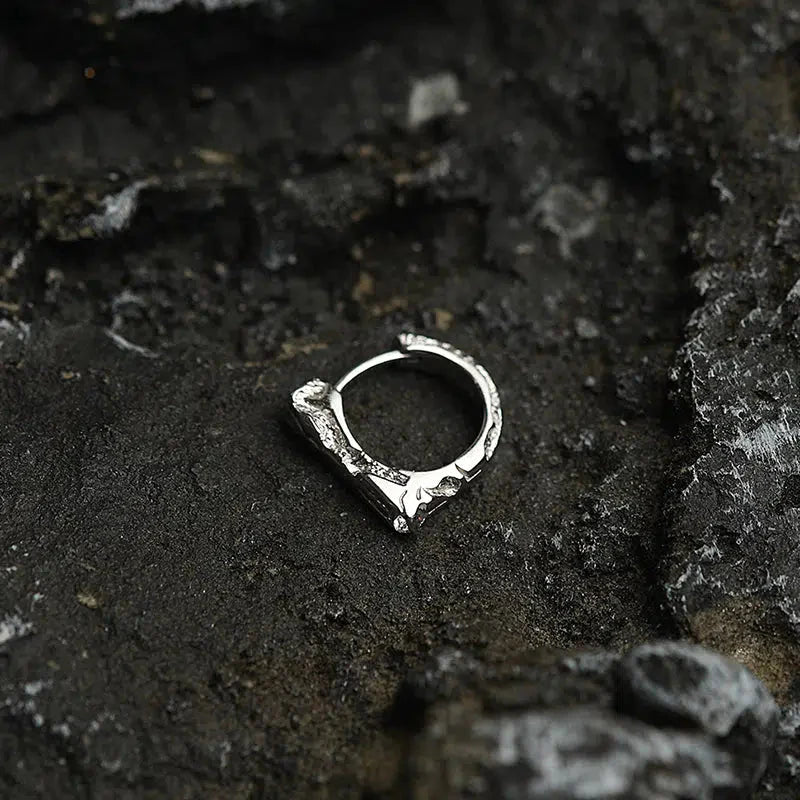 925 Sterling Silver Glossy Broken Texture Earrings