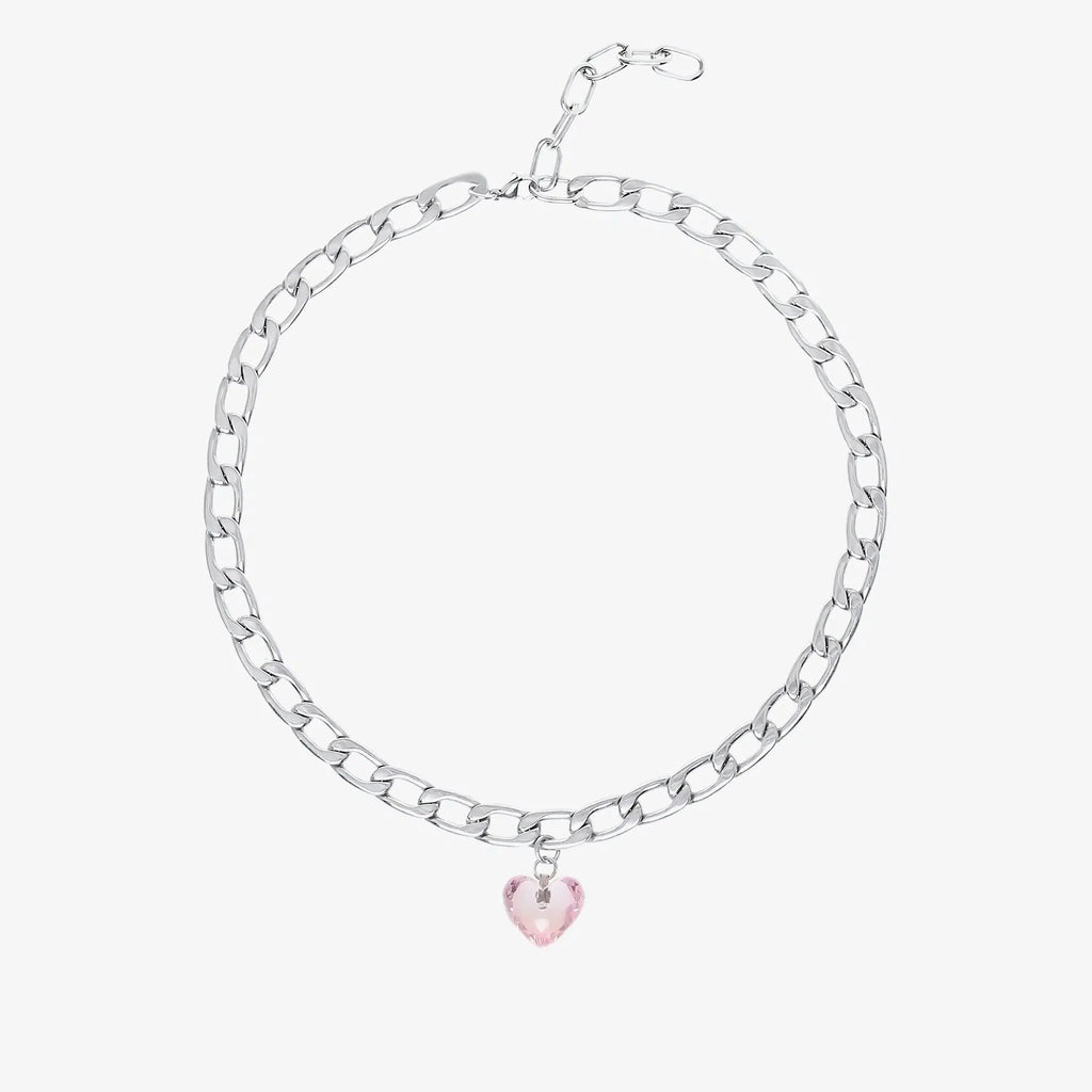 Acrylic Heart Pendant Cuban Necklace
