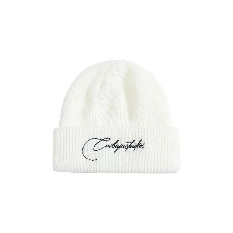 Knitted Beanie with Embroidered Logo