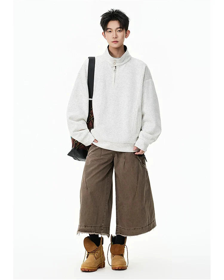 Half Zip Stand Collar Sweatshirt