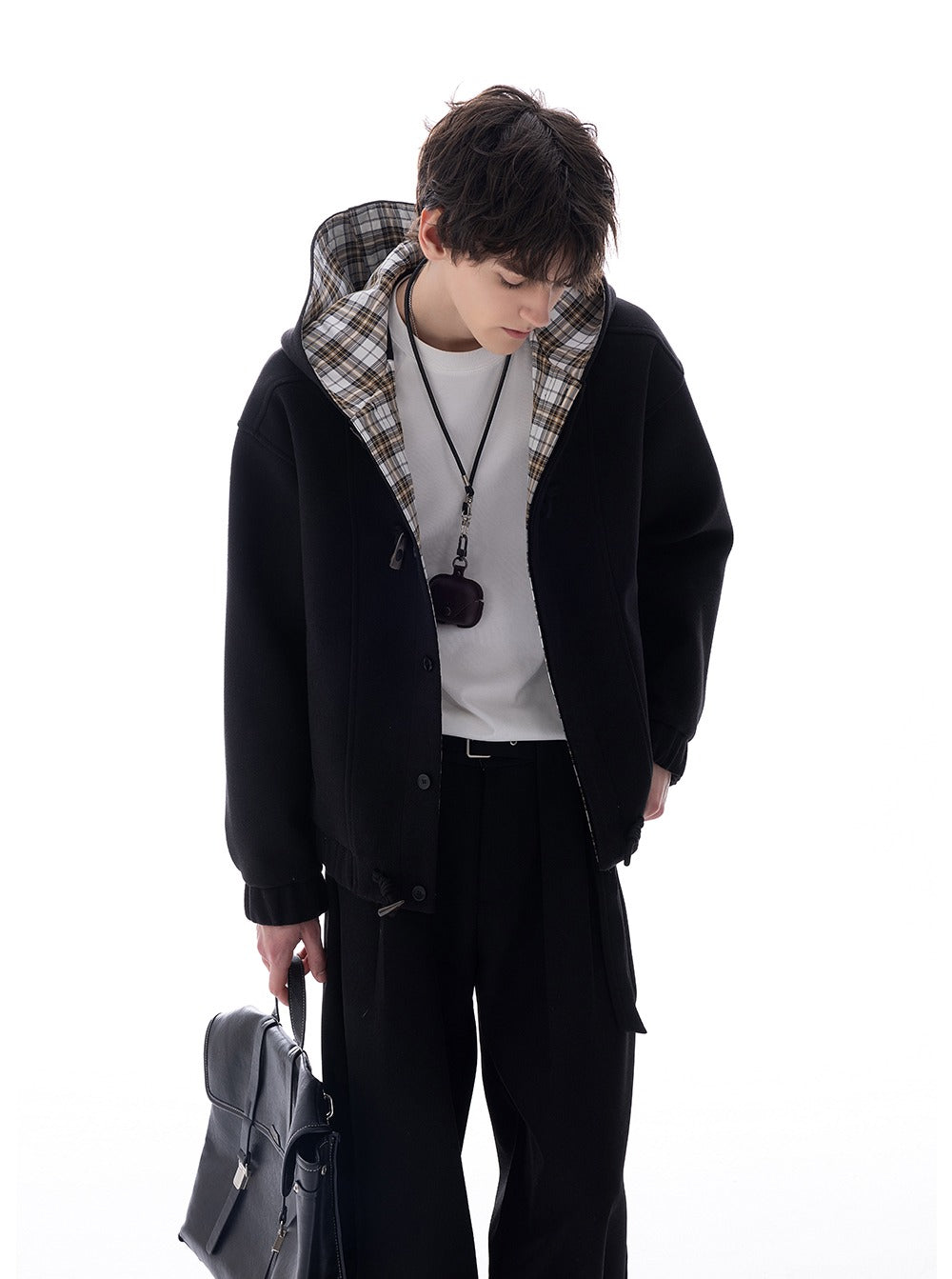 Wool Hooded Horn Button Jacket