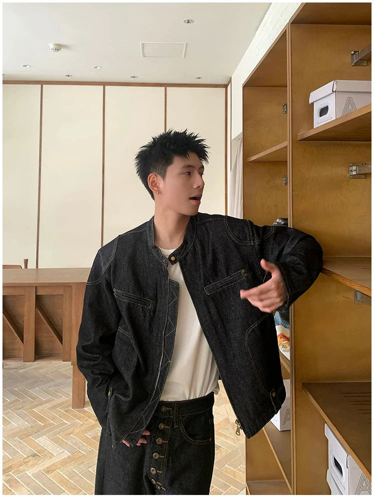 Washed Distressed Denim Jacket and Pants