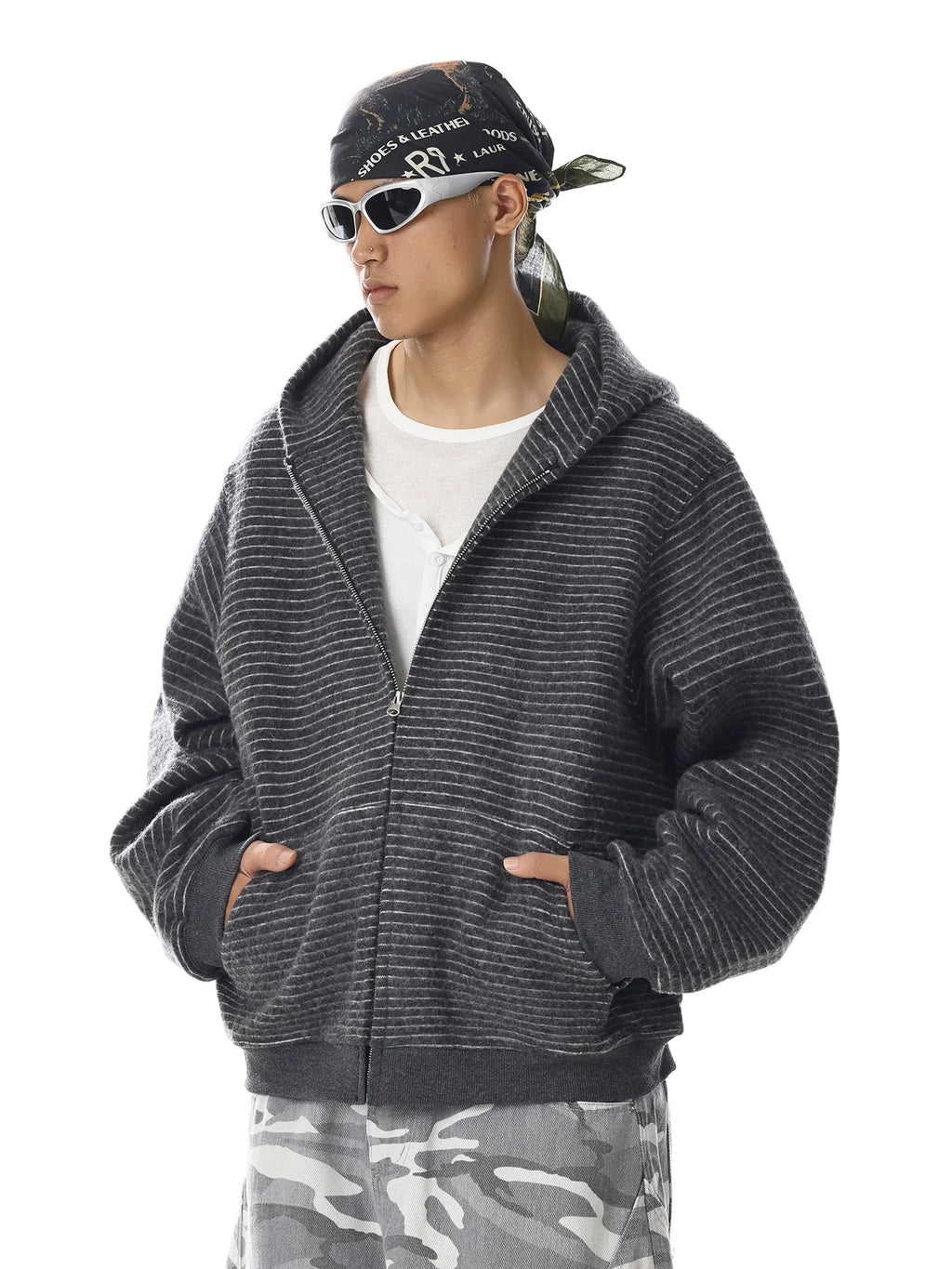Striped Loose Fit Hooded Sweatshirt