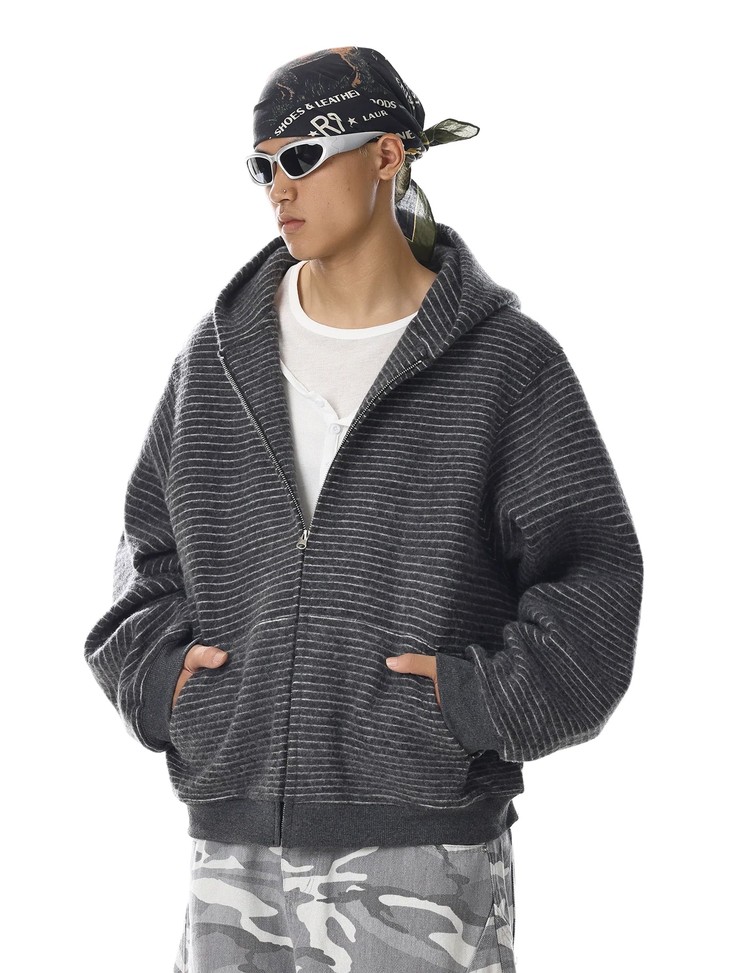Striped Loose Fit Hooded Sweatshirt