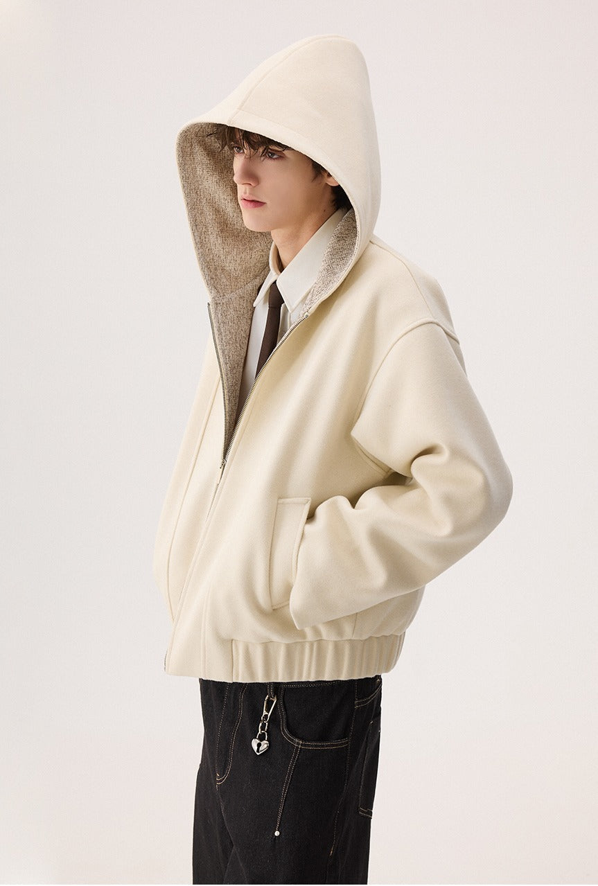Wool Hooded Casual Cardigan Coat