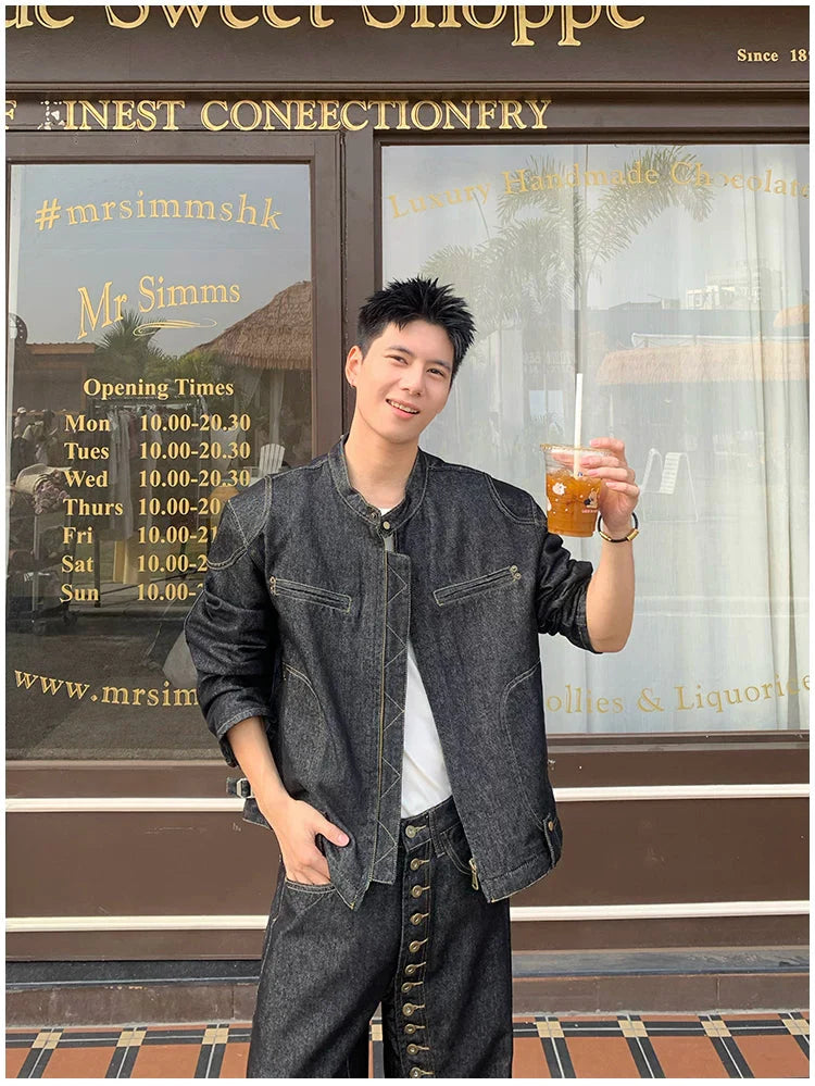 Washed Distressed Denim Jacket and Pants