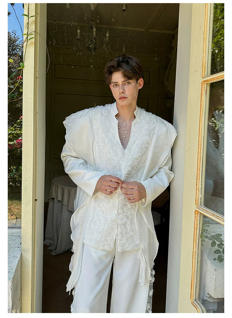 3D Floral Textured Casual Suit Jacket