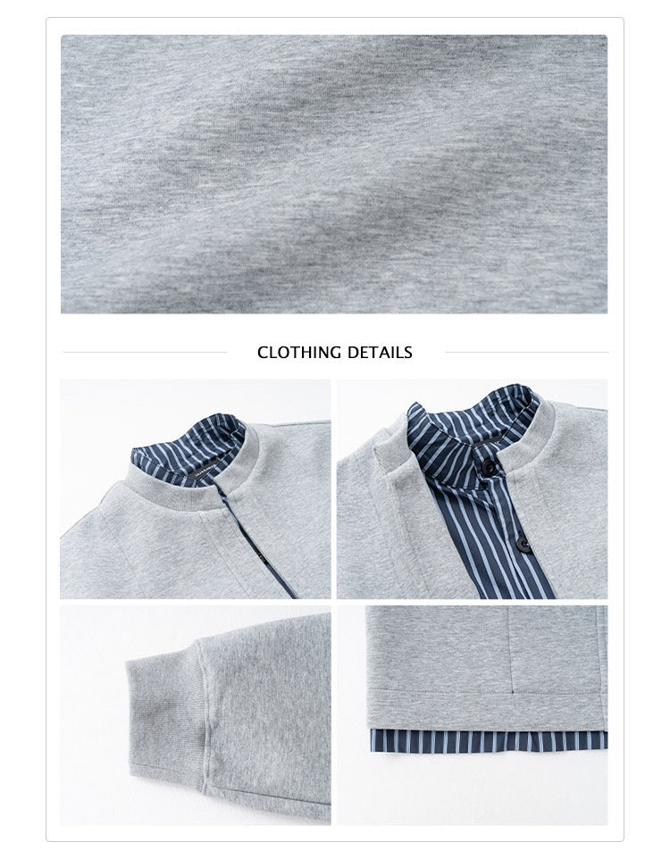 Zip-Up Shirt Splicing Cardigan