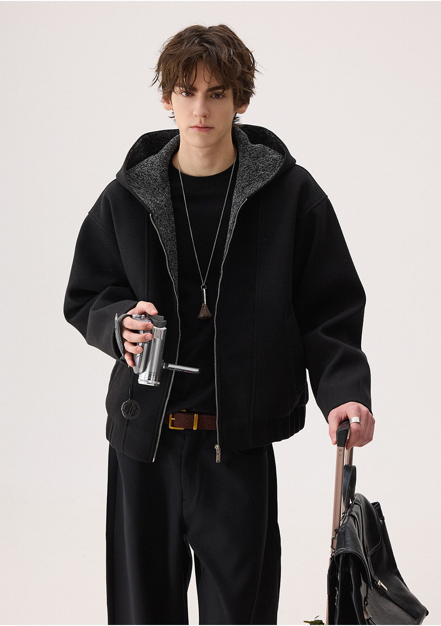Wool Hooded Casual Cardigan Coat