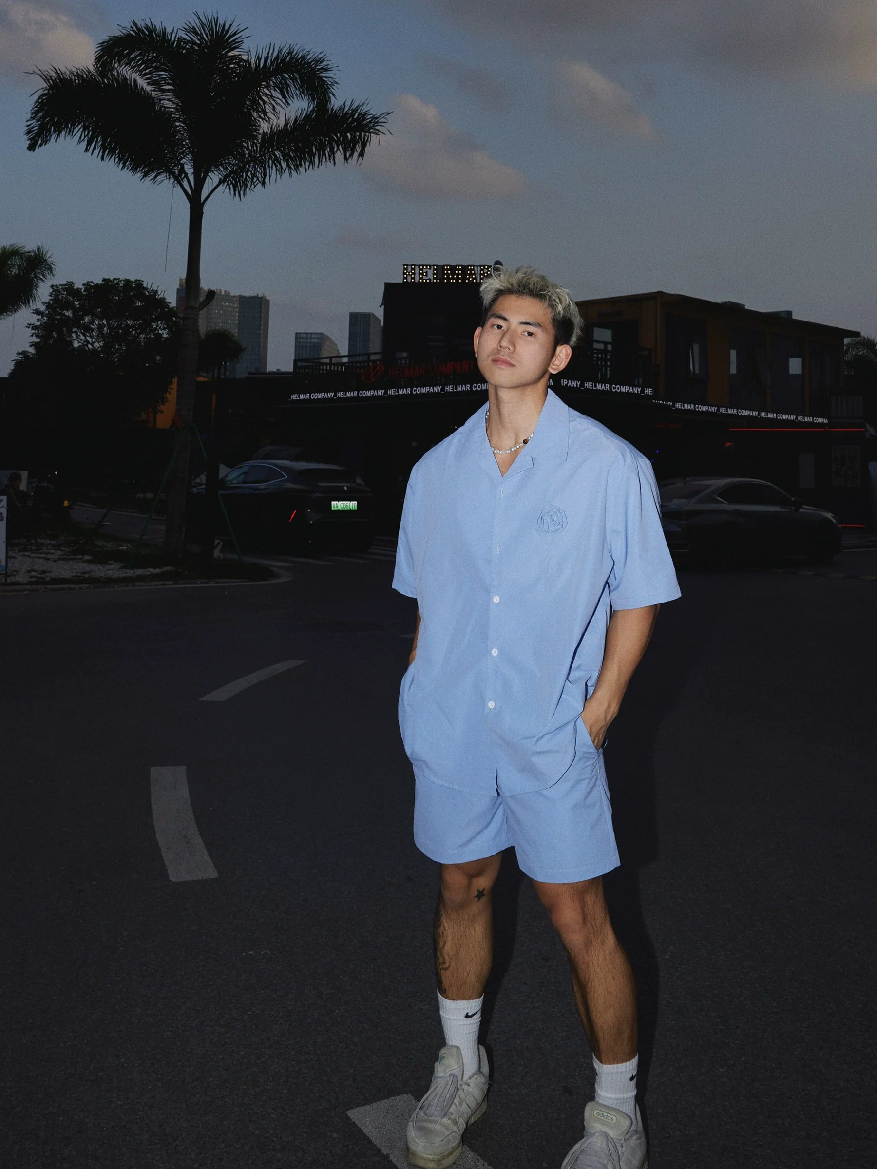 Texture Short-Sleeve Shirt and Shorts