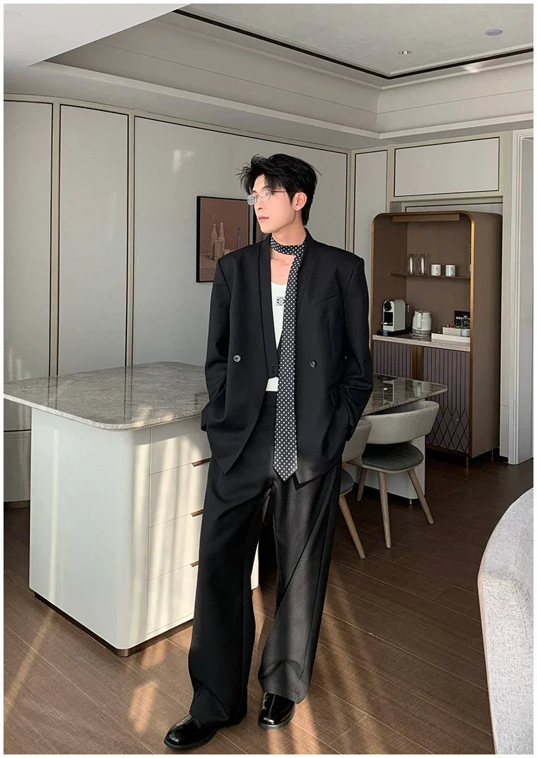 Wide-Shoulder Relaxed Fit Suit (Sold Separately）