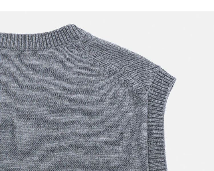 V-Neck Wool Blend Knit Vest