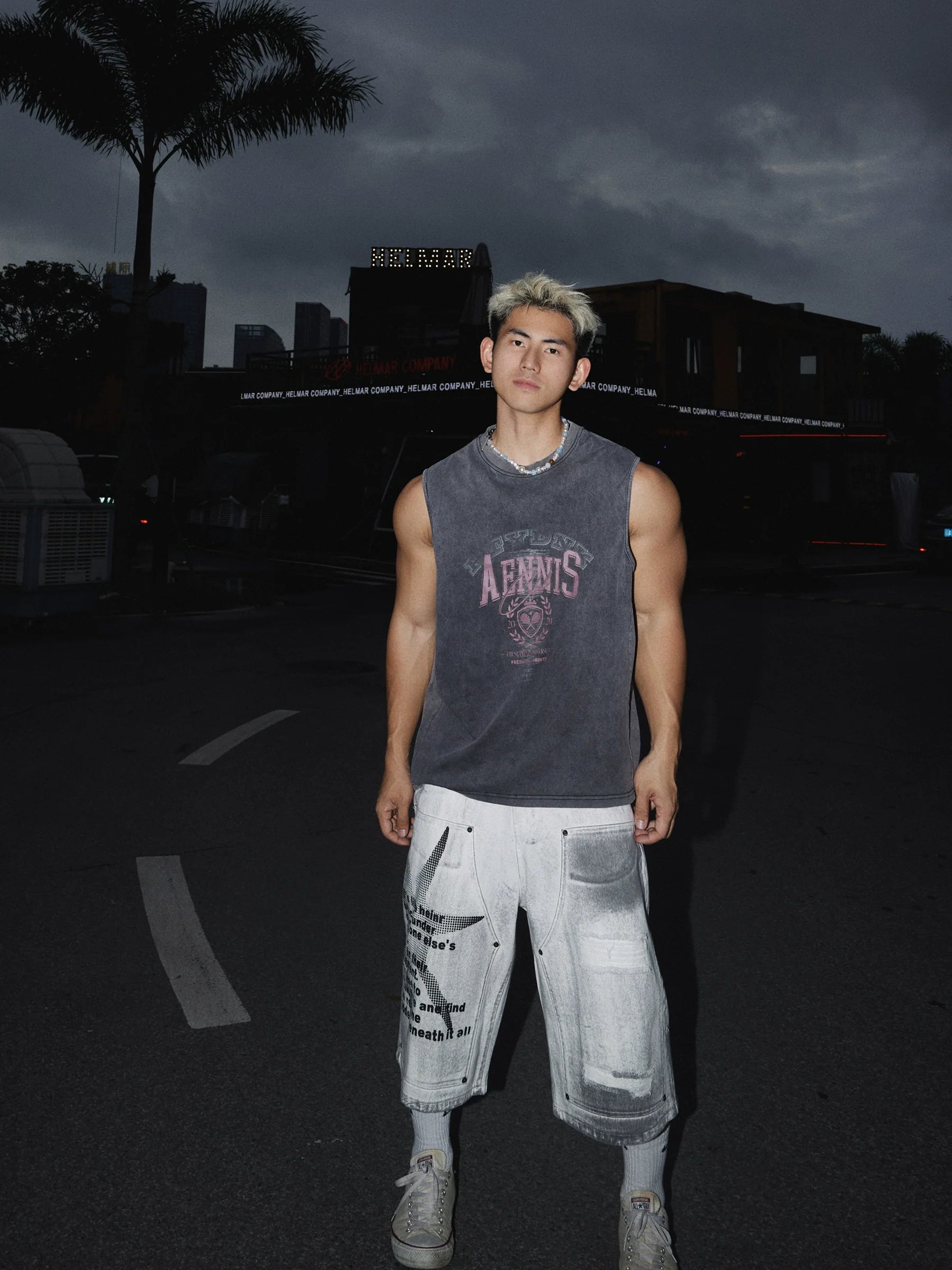 Tennis Academy Distressed Sleeveless Tank Top