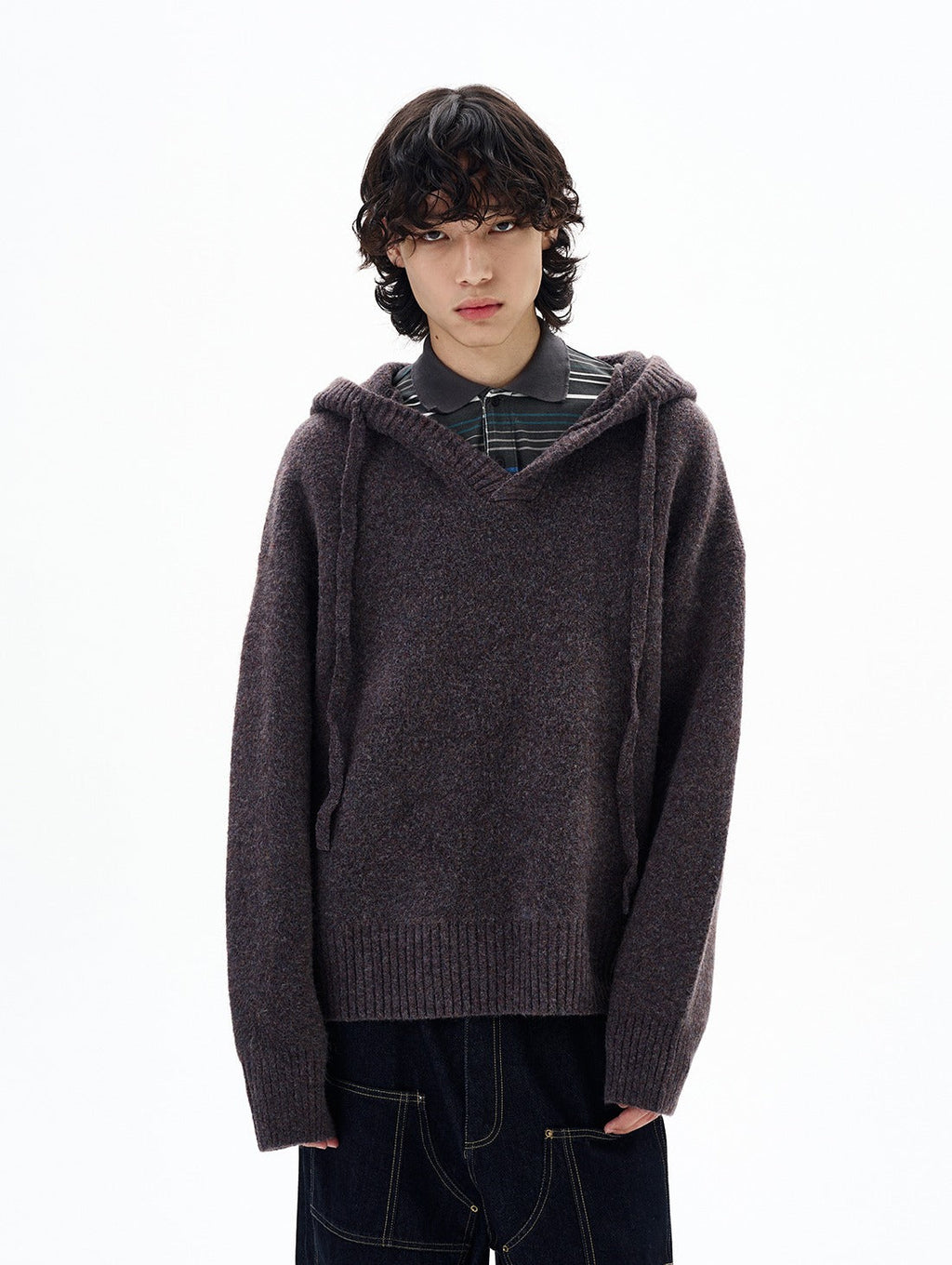 Wool Blend Knit Hooded Sweater