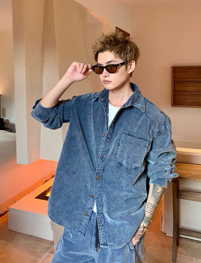Washed Denim Jacket and Loose Pants