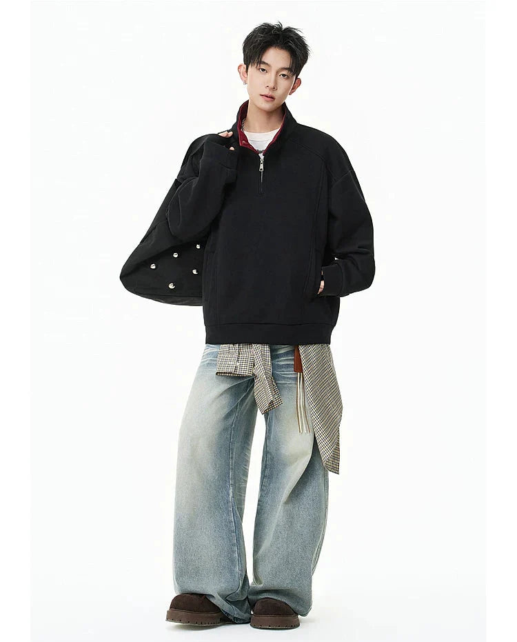 Half Zip Stand Collar Sweatshirt