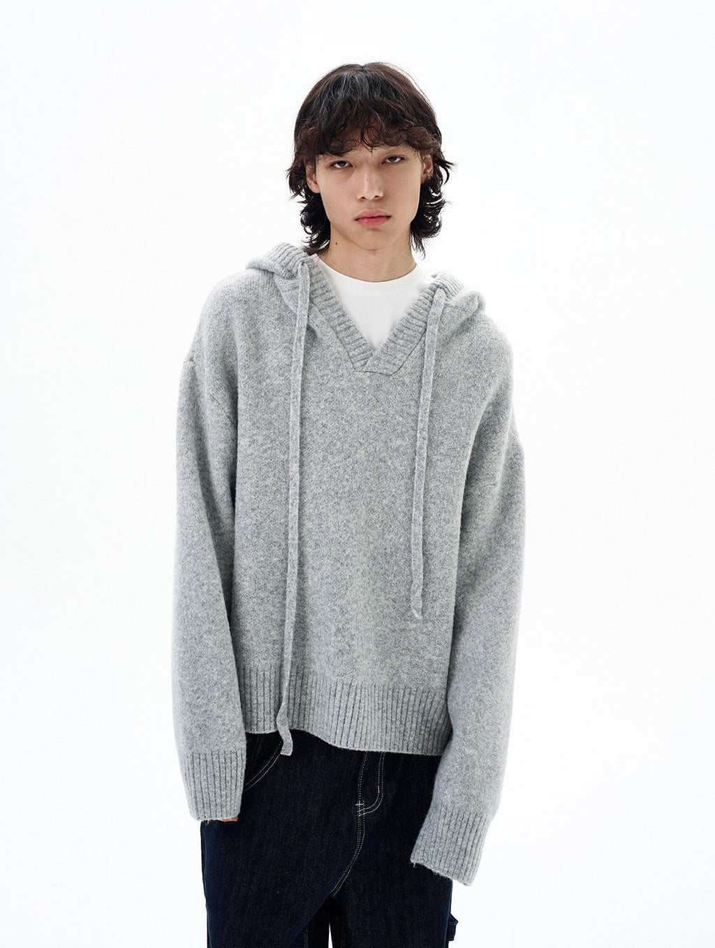 Wool Blend Knit Hooded Sweater