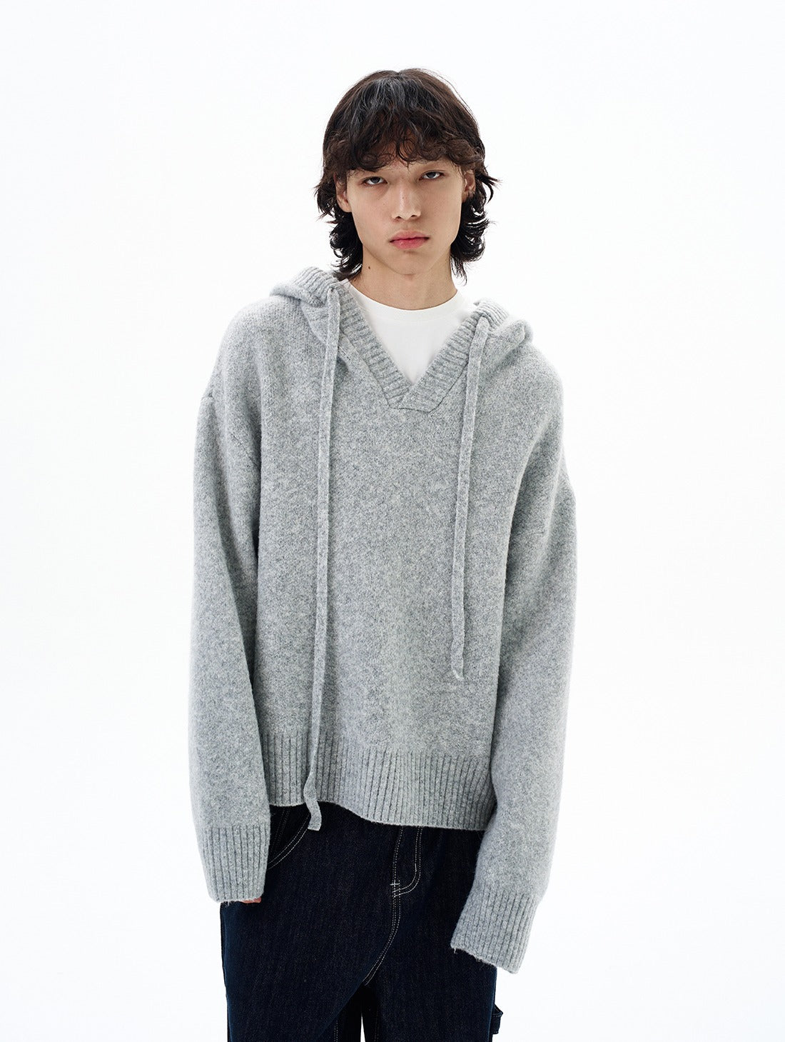 Wool Blend Knit Hooded Sweater