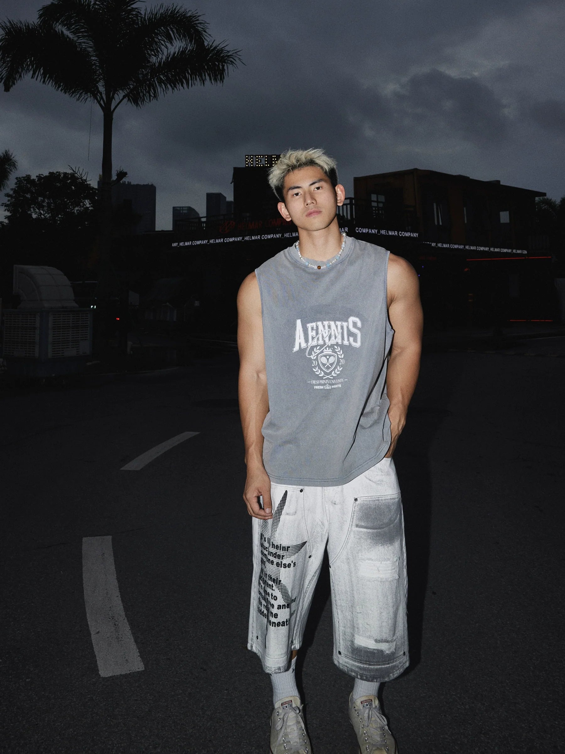 Tennis Academy Distressed Sleeveless Tank Top