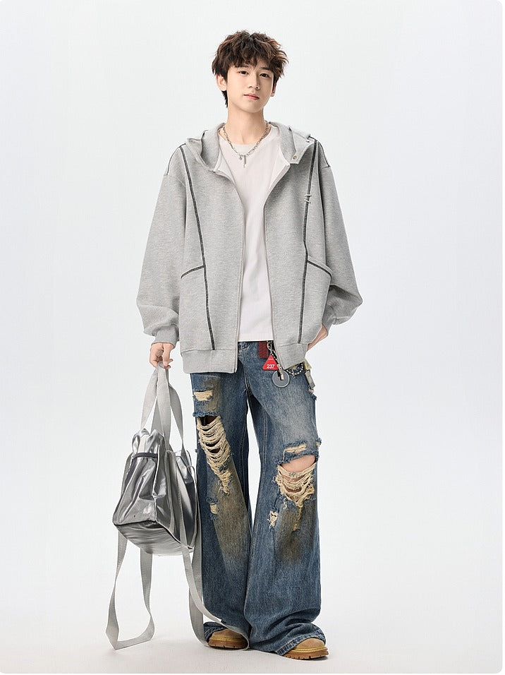 Zip Up Hooded Sweatshirt Jacket