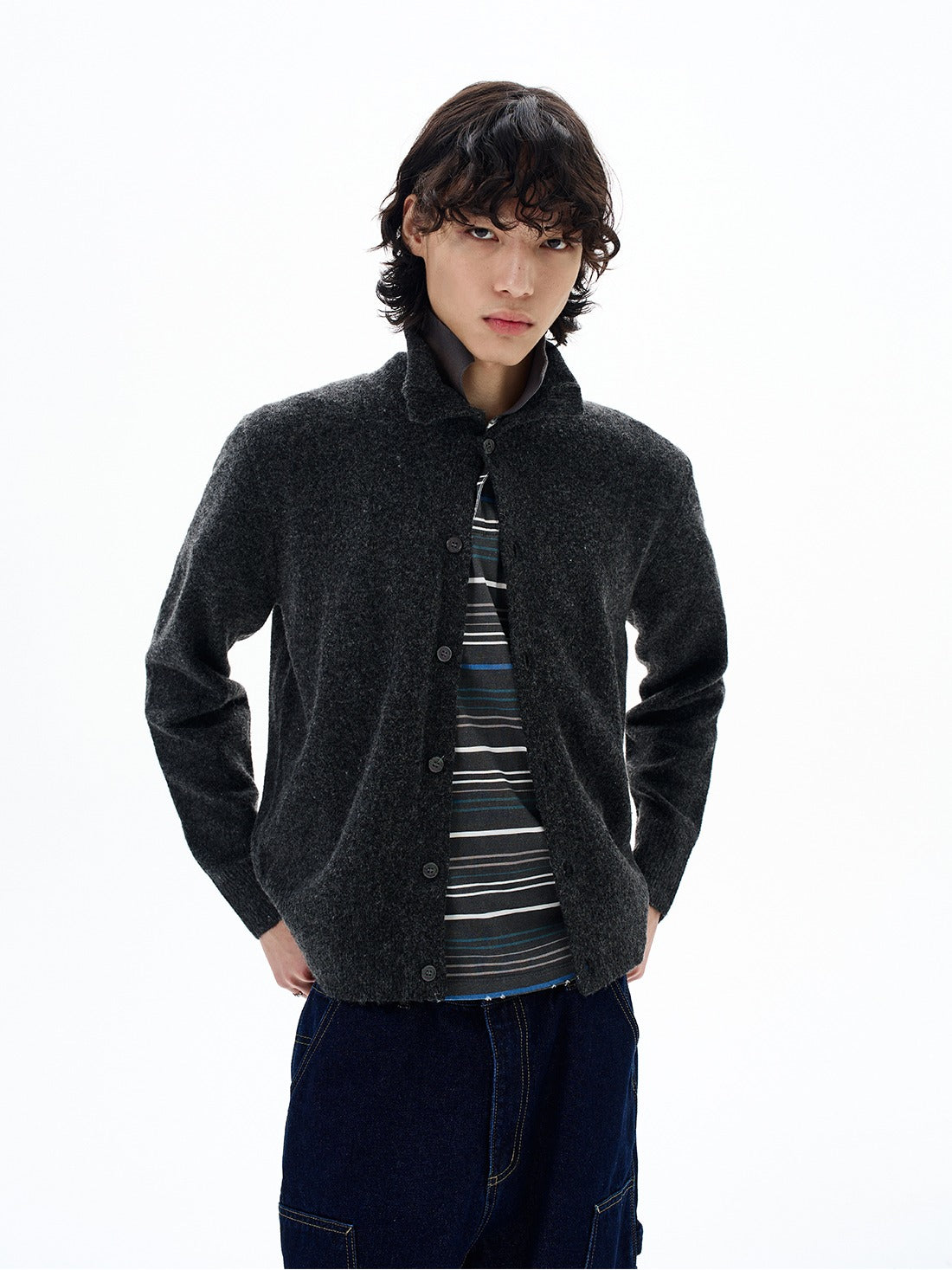 Wool Blend Button Knit Cardigan