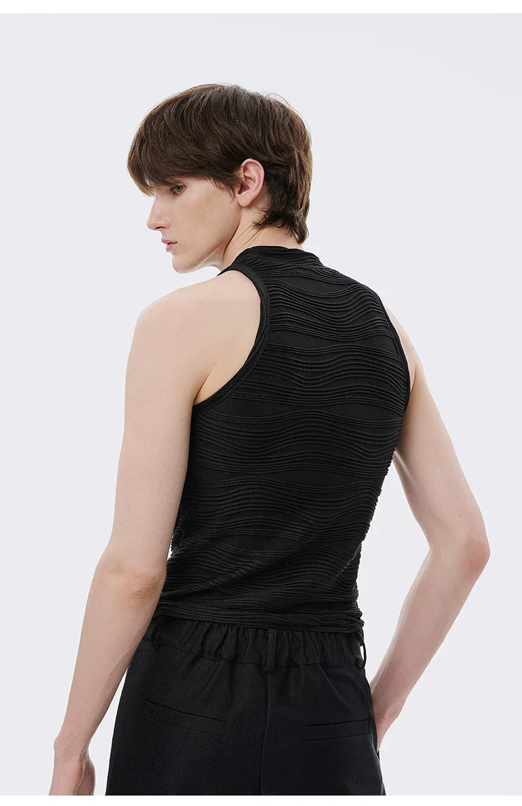 Water Ripple Textured Slim Fit Vest
