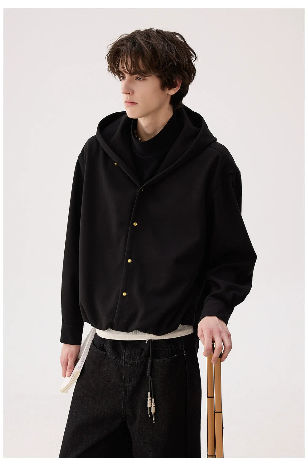 Wool Drawstring Hooded Jacket