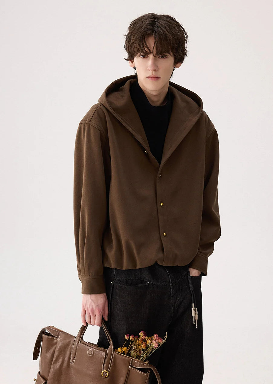 Wool Drawstring Hooded Jacket