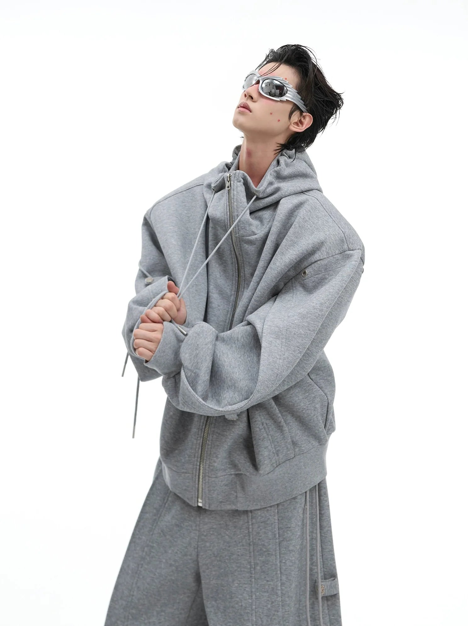 Drawstring Hoodie and Wide-Leg Pants