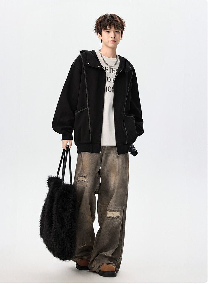 Zip Up Hooded Sweatshirt Jacket