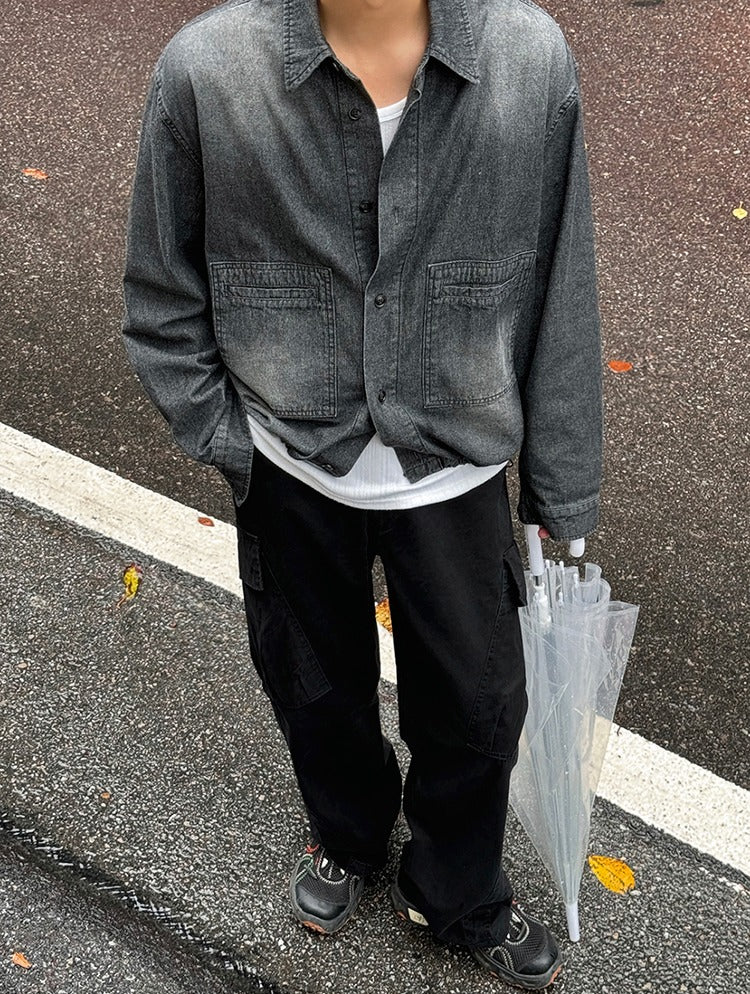 Washed Denim Casual Shirt