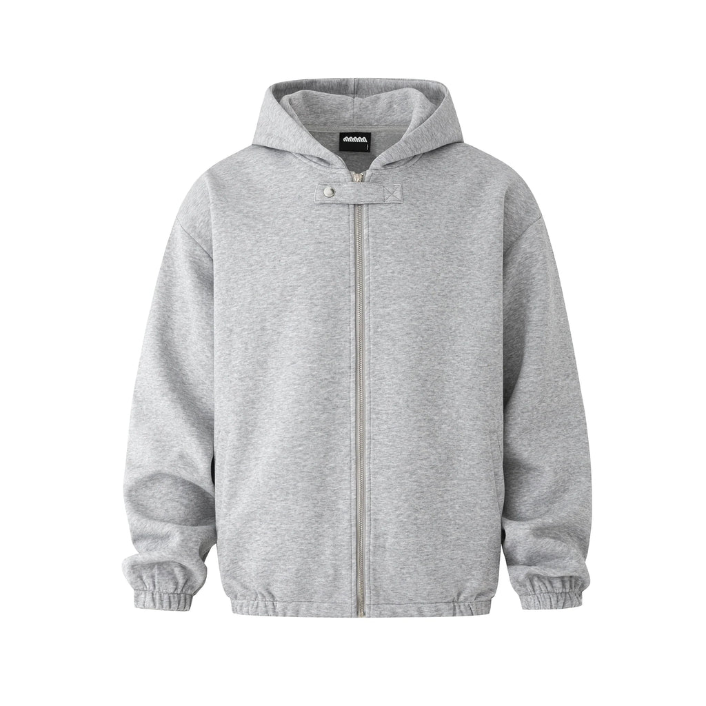 Hooded Zip-Up Loose Fit Cardigan