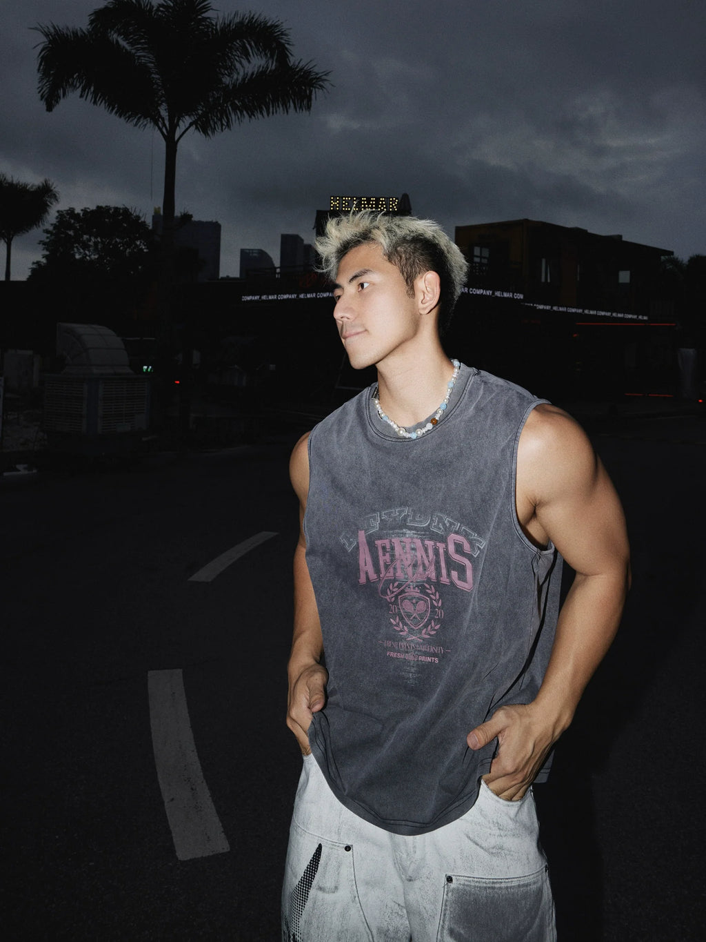 Tennis Academy Distressed Sleeveless Tank Top