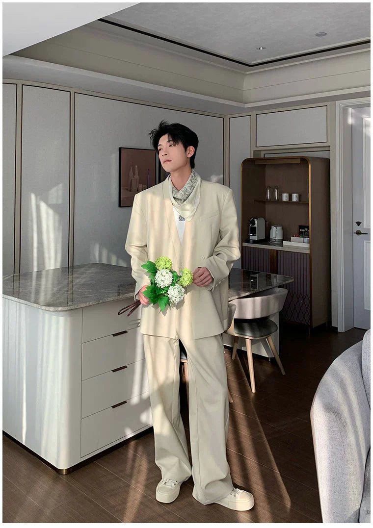 Wide-Shoulder Relaxed Fit Suit (Sold Separately）