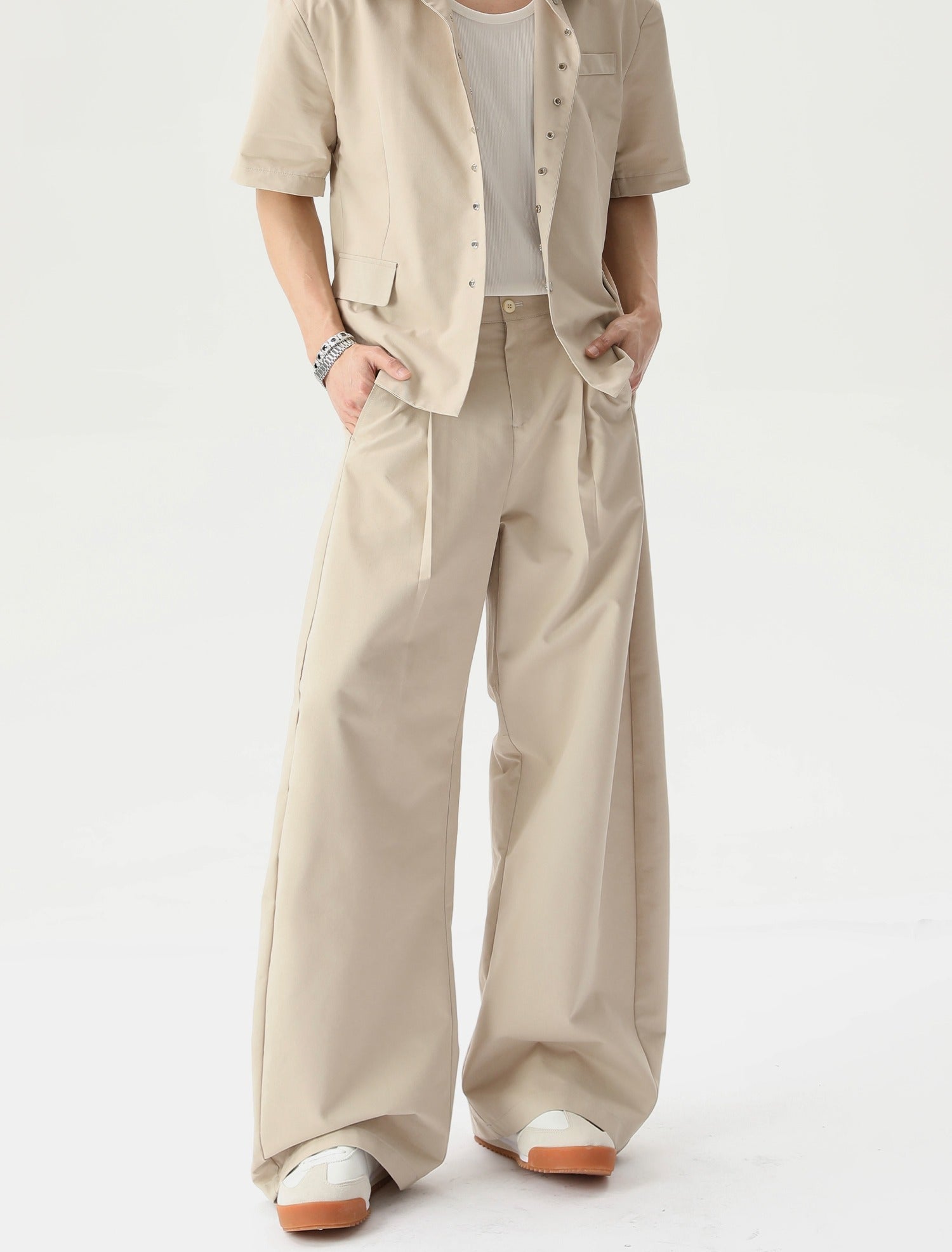 Wide-Leg Button-Down Top and Pants