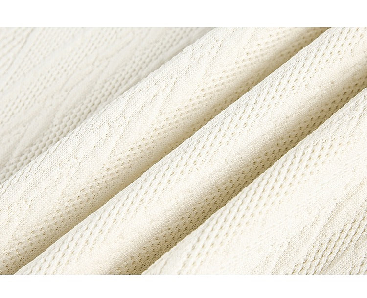 Textured Knit Polo Collar Sweatshirt