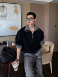Half-Zip Polo Collar Layered Sweatshirt