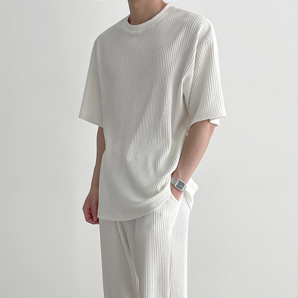 Unisex Pleated Texture Sports Top and Pants