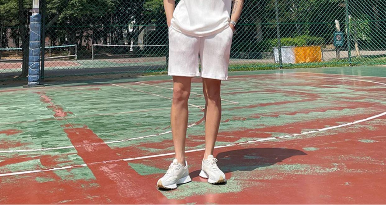 Unisex Pleated Texture Sports Top and Pants