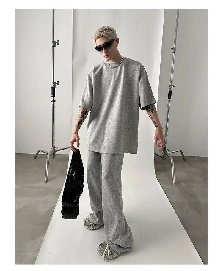 Versatile Mopping Solid Color T-shirt and Pants