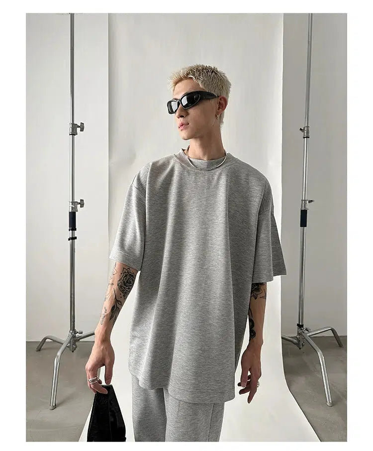 Versatile Mopping Solid Color T-shirt and Pants