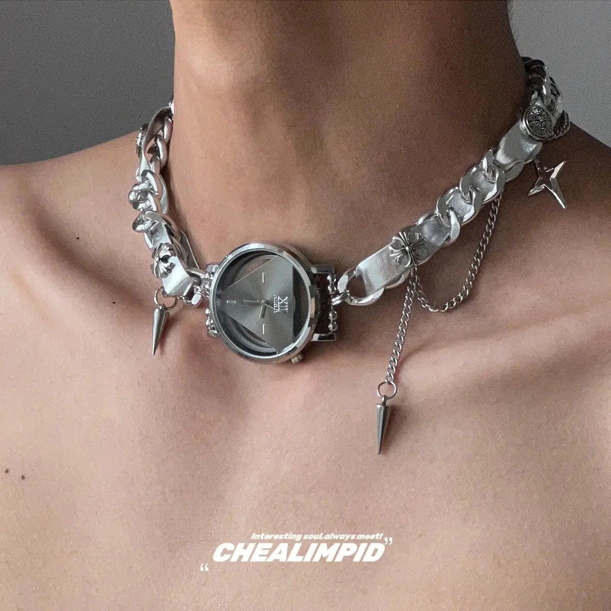 Watch Pendant Chain Necklace