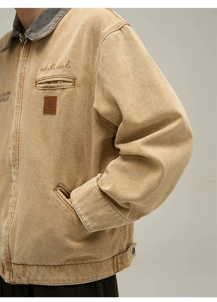 Workwear Lapel Denim Jacket
