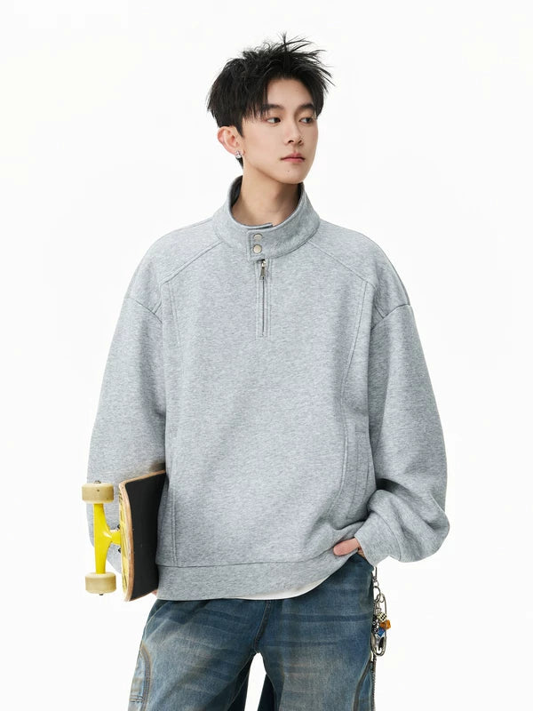 Half Zip Stand Collar Sweatshirt
