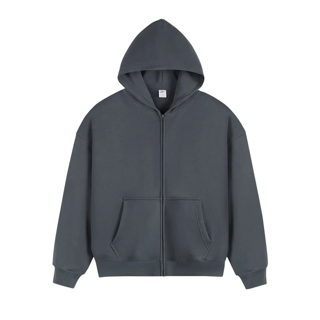 Zip-up Basic Cotton Hoodie