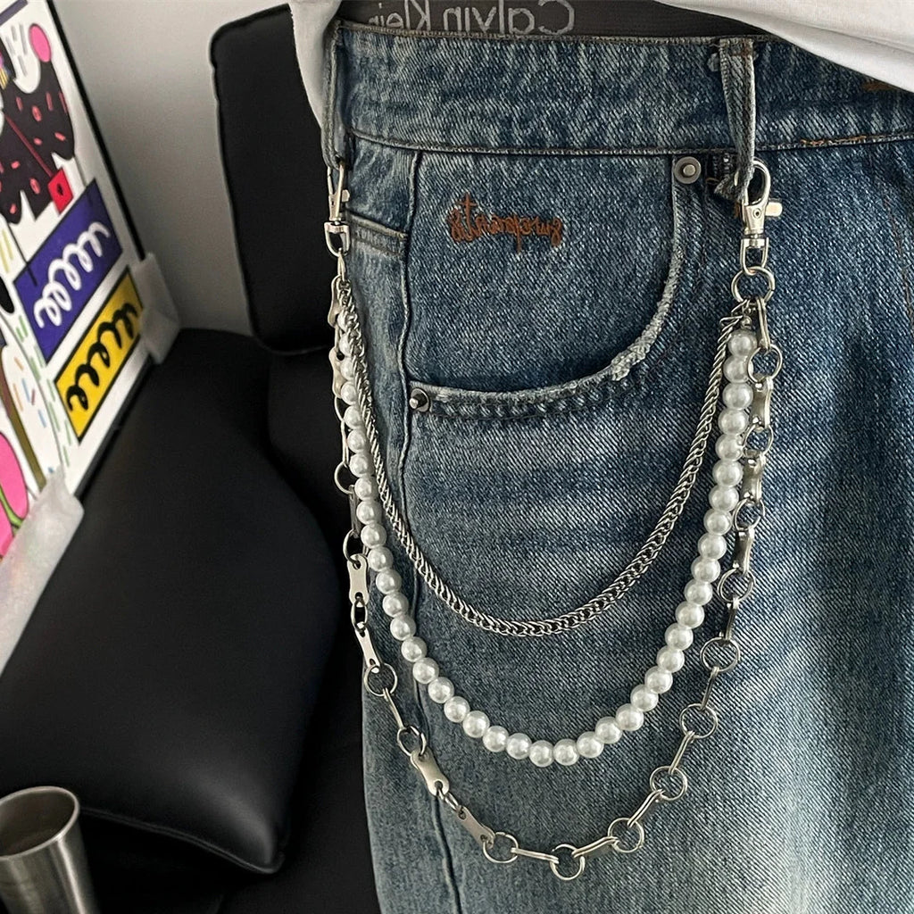 Multi-Layer Pearl Chain Pants Waist Accessory