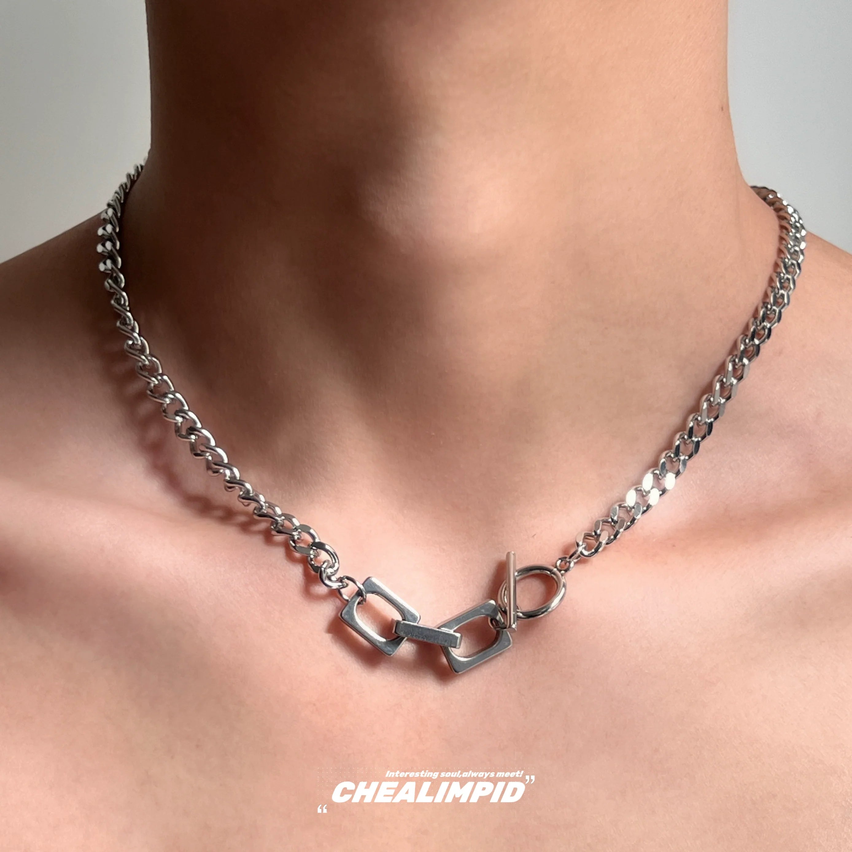Titanium Steel Square Link Chain Necklace