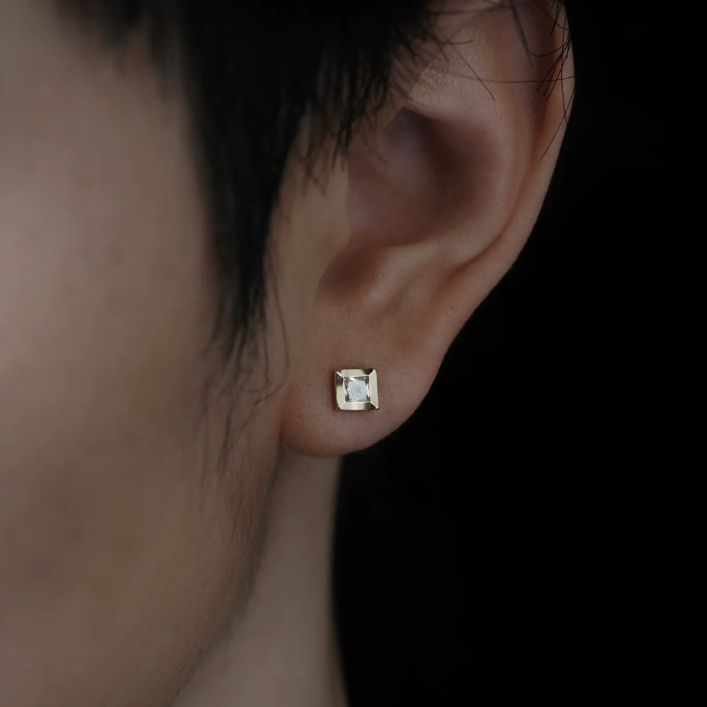 Zircon Metal Cube Stud Earrings